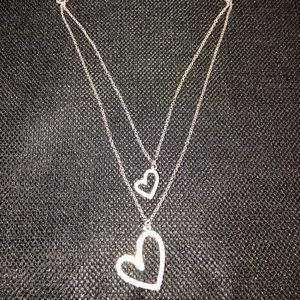 Silver double heart necklace NWT